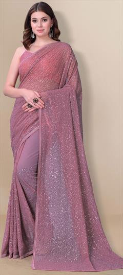 Party Wear Purple and Violet color Georgette fabric Saree : 1806154