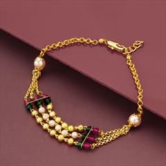 Gold color Bracelet in Metal Alloy studded with Beads & Gold Rodium Polish : 1806506