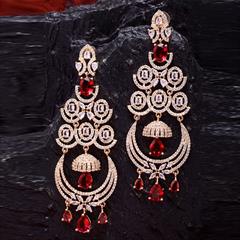 Red and Maroon color Earrings in Metal Alloy studded with CZ Diamond & Gold Rodium Polish : 1807828