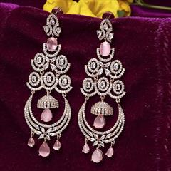 Pink and Majenta color Earrings in Metal Alloy studded with CZ Diamond & Gold Rodium Polish : 1807832