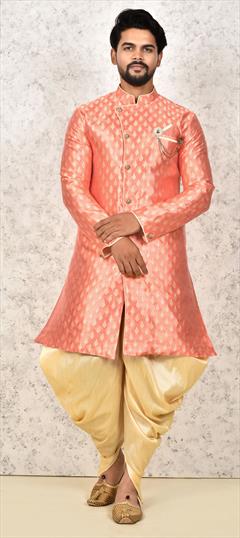 Pink and Majenta color IndoWestern Dress in Jamawar fabric with Thread work : 1808444