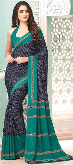 Casual Multicolor color Saree in Crepe Silk, Silk fabric with South Printed work : 1808687