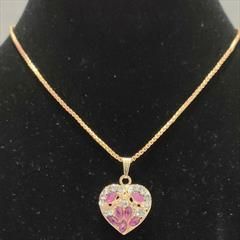 Pink and Majenta color Pendant in Metal Alloy studded with CZ Diamond & Gold Rodium Polish : 1809514