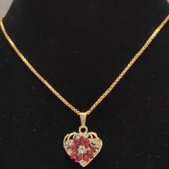 Red and Maroon color Pendant in Metal Alloy studded with CZ Diamond & Gold Rodium Polish : 1809516