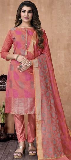 Festive, Party Wear Pink and Majenta color Salwar Kameez in Banarasi Silk fabric with Straight Weaving work : 1810453