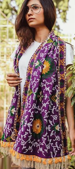Casual Purple and Violet color Dupatta in Cotton fabric with Embroidered work : 1812178