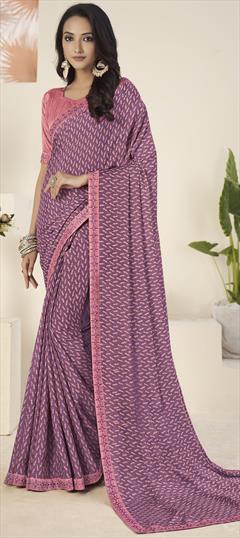 Casual, Party Wear Multicolor color Saree in Georgette fabric with Classic Printed work : 1812196
