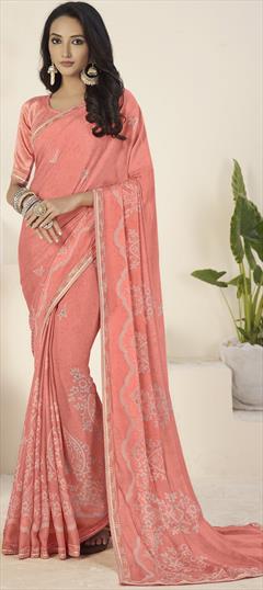 Casual, Party Wear Pink and Majenta color Saree in Georgette fabric with Classic Printed work : 1812202