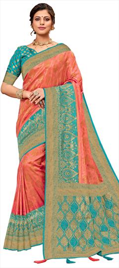 Traditional Blue, Pink and Majenta color Saree in Art Silk, Silk fabric with South Weaving work : 1812357