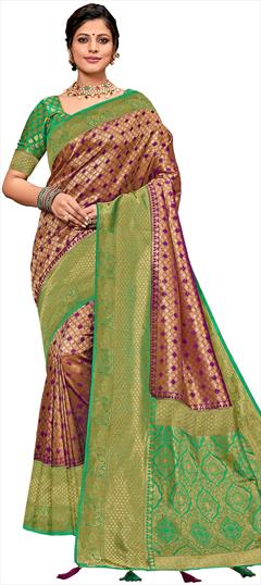 Traditional Pink and Majenta color Saree in Art Silk, Silk fabric with South Weaving work : 1812363