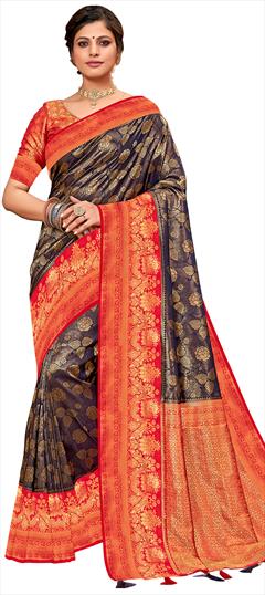 Traditional Blue color Saree in Art Silk, Silk fabric with South Weaving work : 1812369