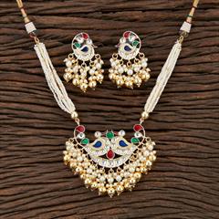 Multicolor color Pendant in Brass studded with Cubic Zirconia, Kundan & Gold Rodium Polish : 1812753