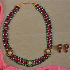 Multicolor color Necklace in Brass studded with Cubic Zirconia, Kundan & Gold Rodium Polish : 1812943