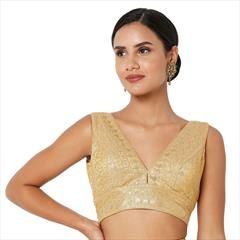 Gold color Blouse in Art Silk fabric with Sequence work : 1813436