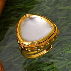 White and Off White color Ring in Brass studded with Kundan & Gold Rodium Polish : 1814050