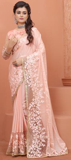 Traditional Pink and Majenta color Saree in Art Silk, Silk fabric with South Embroidered, Stone, Thread work : 1814370
