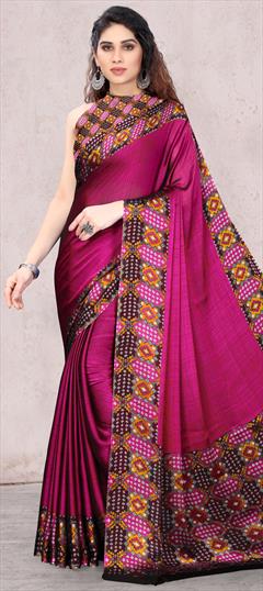 Casual, Party Wear Pink and Majenta color Saree in Chiffon fabric with Classic, Rajasthani Bandhej, Printed work : 1814804