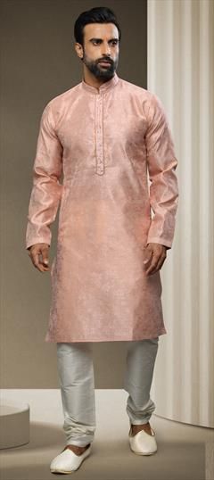 Pink and Majenta color Kurta Pyjamas in Jacquard fabric with Embroidered, Mirror work : 1814931