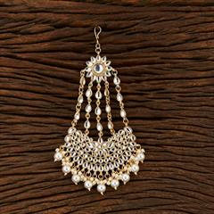 White and Off White color Passa in Brass studded with Kundan, Pearl & Gold Rodium Polish : 1815238