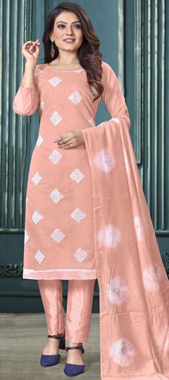 Party Wear Pink and Majenta color Salwar Kameez in Art Silk fabric with Straight Embroidered, Sequence work : 1816031