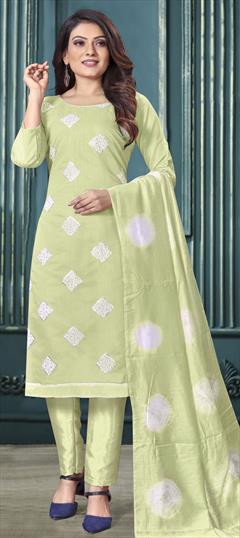 Party Wear Green color Salwar Kameez in Art Silk fabric with Straight Embroidered, Sequence work : 1816034