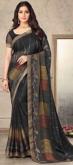 Casual, Party Wear Multicolor color Saree in Chiffon fabric with Classic Lace, Printed work : 1816583