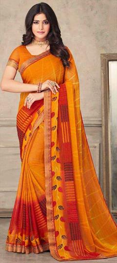 Casual, Party Wear Multicolor color Saree in Chiffon fabric with Classic Lace, Printed work : 1816584