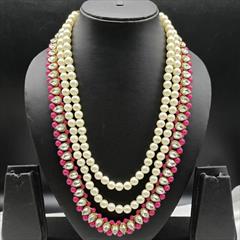 Pink and Majenta color Groom Necklace in Metal Alloy studded with CZ Diamond & Gold Rodium Polish : 1816728