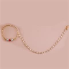Red and Maroon, White and Off White color Nose Ring in Brass studded with Kundan & Gold Rodium Polish : 1816758