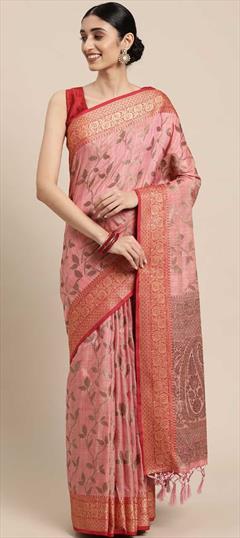 Traditional Pink and Majenta color Saree in Cotton fabric with Bengali Weaving work : 1816779