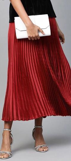 Casual Red and Maroon color Skirt in Satin Silk fabric with Thread work : 1817572