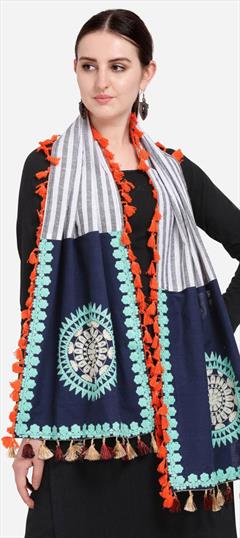 Casual Multicolor color Dupatta in Cotton fabric with Embroidered work : 1817808