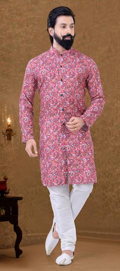 Multicolor color Kurta Pyjamas in Cotton fabric with Printed work : 1817886