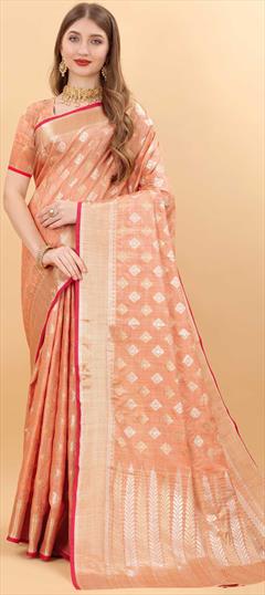 Traditional Pink and Majenta color Saree in Art Silk, Silk fabric with South Weaving work : 1818239