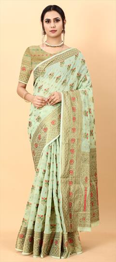 Traditional Green color Saree in Art Silk, Silk fabric with South Weaving work : 1818242