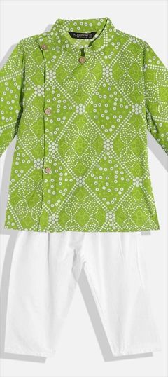 Casual Green color Boys Kurta Pyjama in Cotton fabric with Printed work : 1818489