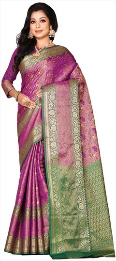 Traditional Pink and Majenta color Saree in Art Silk, Silk fabric with South Weaving work : 1818971