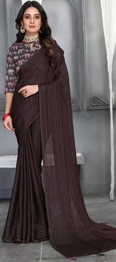 Party Wear Purple and Violet color Saree in Lycra fabric with Classic Stone work : 1819175