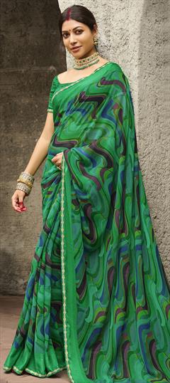 Casual, Party Wear Multicolor color Saree in Chiffon fabric with Classic Lace, Printed work : 1819581