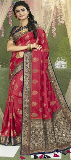Traditional, Wedding Pink and Majenta color Saree in Art Silk, Silk fabric with South Stone, Weaving work : 1819667