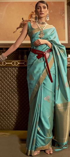 Traditional Blue color Saree in Art Silk, Silk fabric with South Weaving work : 1819936