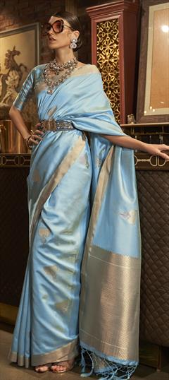 Traditional Blue color Saree in Art Silk, Silk fabric with South Weaving work : 1819938