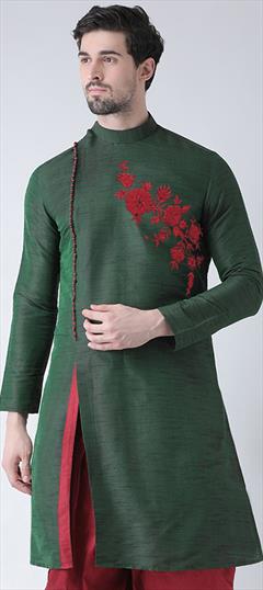 Green color Kurta in Art Silk fabric with Embroidered, Thread work : 1820231