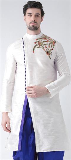 White and Off White color Kurta in Art Silk fabric with Embroidered, Thread work : 1820241