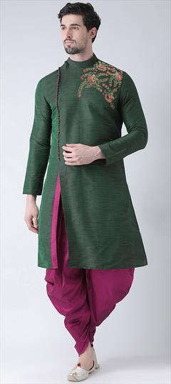 Green color Dhoti Kurta in Art Silk fabric with Embroidered work : 1820332