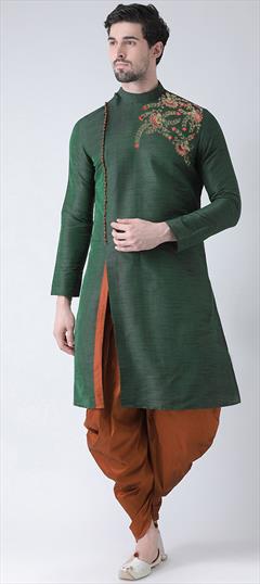 Green color Dhoti Kurta in Art Silk fabric with Embroidered work : 1820338