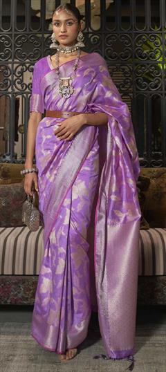 Traditional Purple and Violet color Saree in Art Silk, Silk fabric with South Weaving work : 1820903