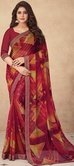 Casual Multicolor color Saree in Chiffon fabric with Classic Printed work : 1822608