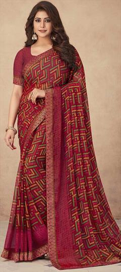 Casual Multicolor color Saree in Chiffon fabric with Classic Printed work : 1822613