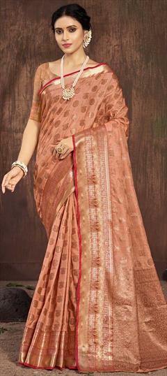 Traditional Pink and Majenta color Saree in Cotton fabric with Bengali Weaving work : 1822778